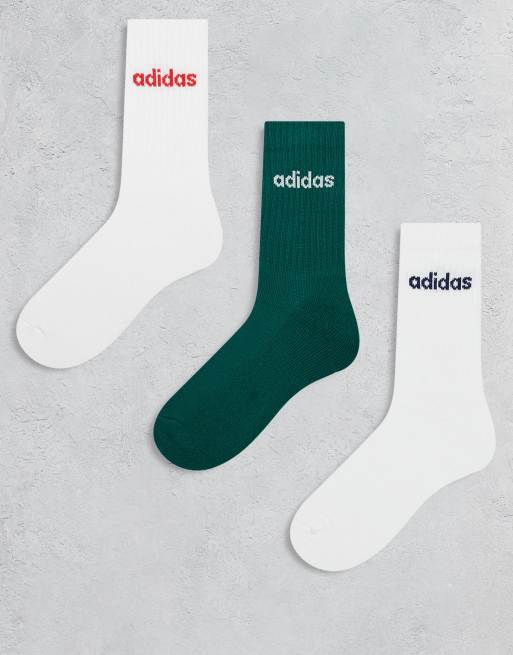 Pack de 3 pares de calcetines deportivos de color verde, blanco y rojo de adidas Training