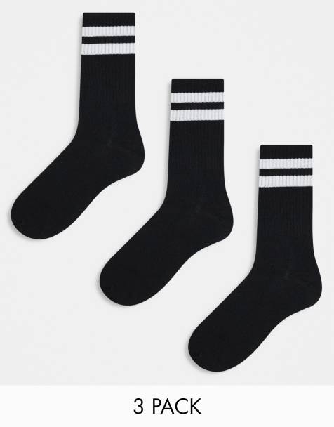 Pack de 3 pares de calcetines deportivos negros a rayas de Jack & Jones - view 1