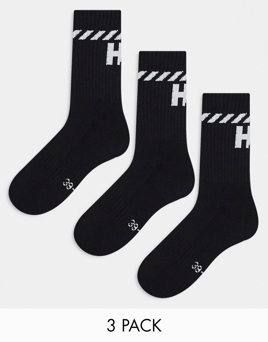 pack de 3 pares de calcetines deportivos negros de helly hansen