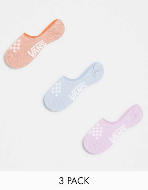 Pack de 3 pares de calcetines invisibles de color azul, rosa y rojo jaspeado de Vans Classic