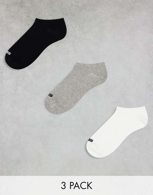 Pack de 3 pares de calcetines invisibles de color blanco, negro y gris de adidas Originals