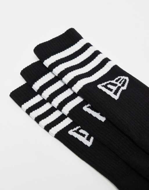 Pack de 3 pares de calcetines negros con detalle de rayas y logo de New Era, 3 de 4