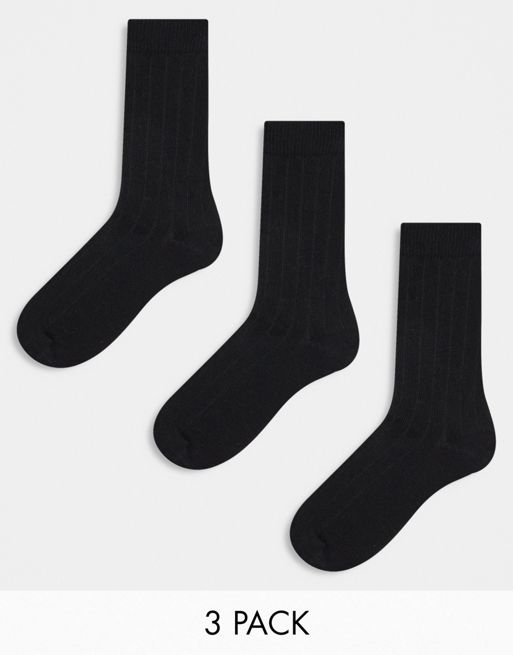 Pack de 3 pares de calcetines negros de canalé de FhyzicsShops DESIGN