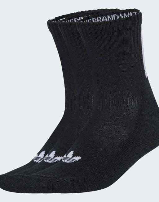 Pack de 3 pares de calcetines negros de media caña con diseño de 3 rayas en la parte trasera de adidas Originals