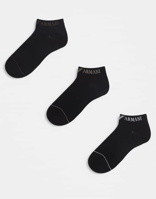 Pack de 3 pares de calcetines negros para zapatillas de deporte con logo de Emporio Armani Bodywear