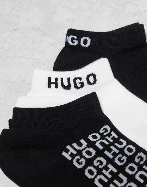 Pack de 3 pares de calcetines tobilleros de color negro y blanco de HUGO Red, 3 de 3
