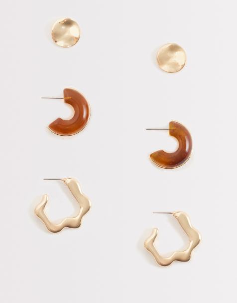 Pack de 3 pares de pendientes dorados y marrones llamativos de acetato Orphelina de ALDO - view 1