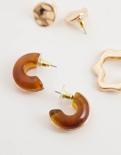 Pack de 3 pares de pendientes dorados y marrones llamativos de acetato Orphelina de ALDO, 3 de 4