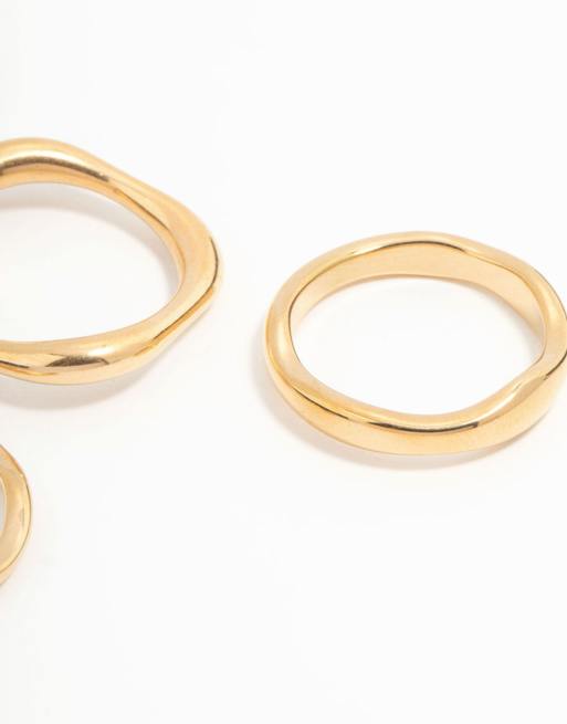 Pack de 3 pendientes de aro dorados de acero inoxidable resistente al agua chapados en oro de Lovisa, 3 de 3