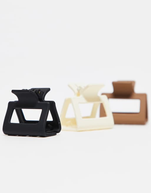 Pack de 3 pinzas para el cabello pequeñas en tonos neutros mate de DesignB London, 2 de 3
