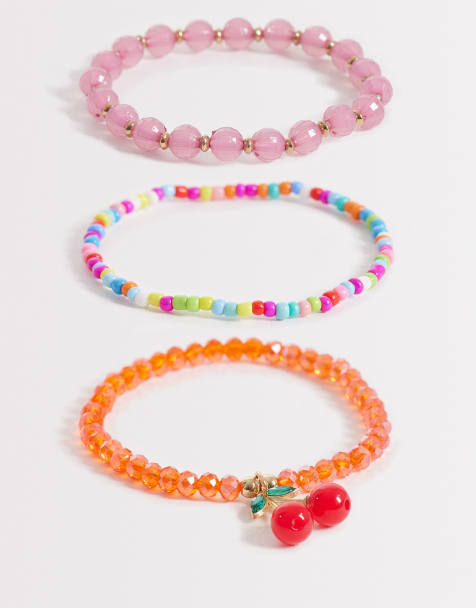 Pack de 3 pulseras multicolores con diseño de cuentas y charms de cerezas de South Beach - view 1