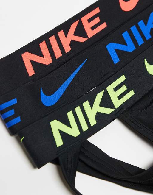Pack de 3 suspensorios negros básicos con cinturillas de colores de microfibra de Nike , 3 de 4