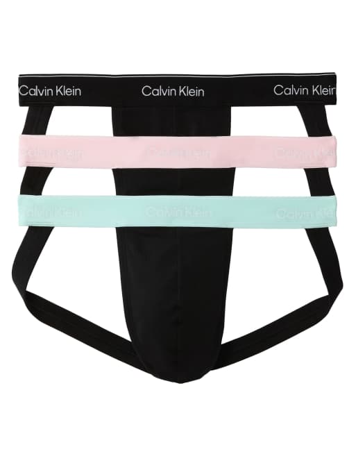 Pack de 3 suspensorios negros con cinturillas de colores de algodón elástico Icon Cotton Stretch de Calvin Klein