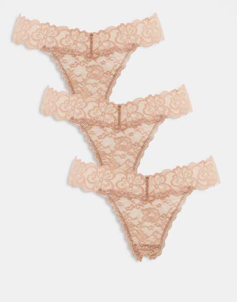 Pack de 3 tangas beis de encaje Minnie de ASOS DESIGN - view 1