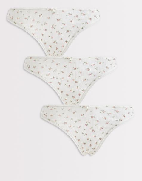 Pack de 3 tangas blanco hueso con estampado floral de pointelle de Lindex - view 1