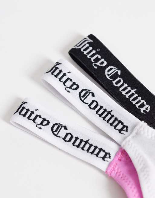 Pack de 3 tangas de color negro, rosa y blanco con logo de Juicy Couture, 2 de 3