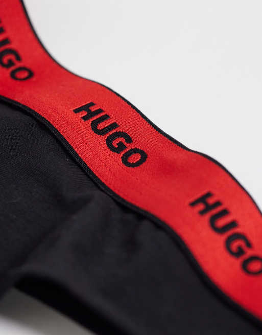 Pack de 3 tangas de color rosa y negro con cinturilla del logo de Hugo Red, 3 de 3