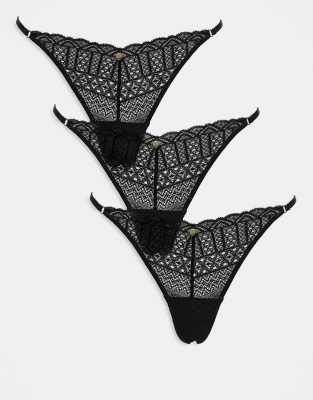 Pack de 3 tangas negros de encaje de KBX - view 1
