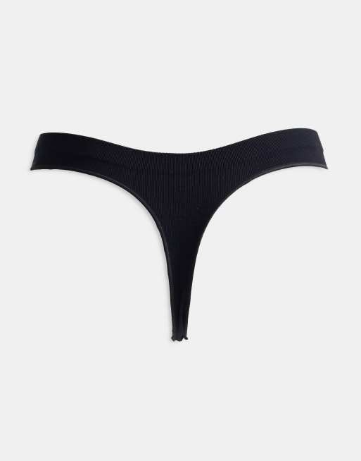 Pack de 3 tangas negros sin costuras de canalé de ONLY, 3 de 3