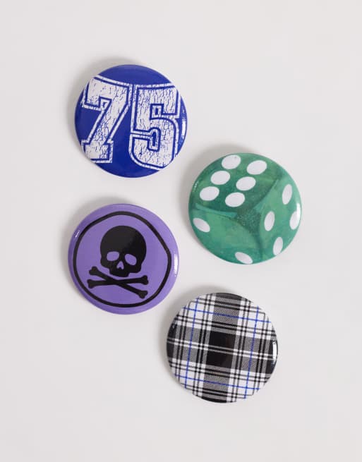 Pack de 4 chapas de varios colores con gráficos variados de ASOS DESIGN