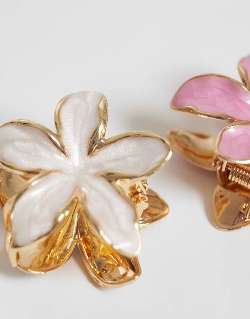 Pack de 4 pinzas para el cabello pequeñas con diseño de flores esmaltadas de Accessorize, 3 de 3