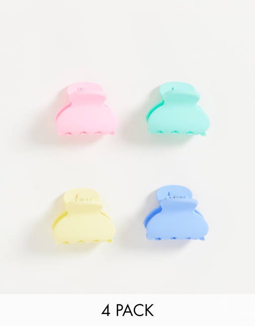 Pack de 4 pinzas para el cabello pequeñas de colores pastel de DesignB London