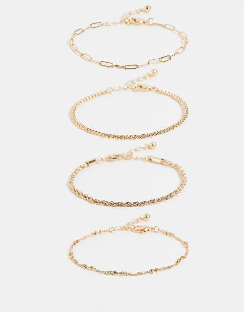 Pack de 4 pulseras doradas estilo cadenas finas de ASOS DESIGN - view 1