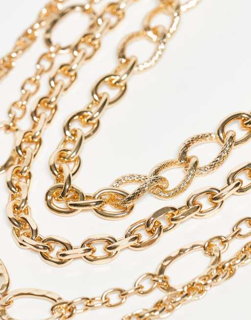 Pack de 4 collares dorados de cadenas con detalles variados de ASOS DESIGN, 2 de 3