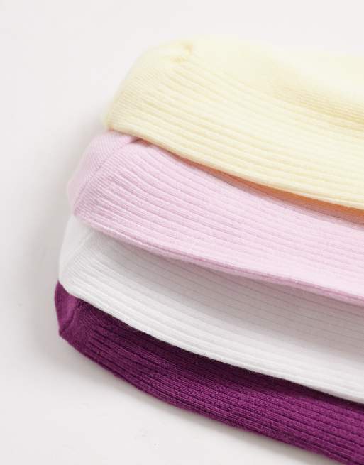 Pack de 4 pares de calcetines de varios colores de caña alta con ribete ondulado de canalé de Lindex, 3 de 3