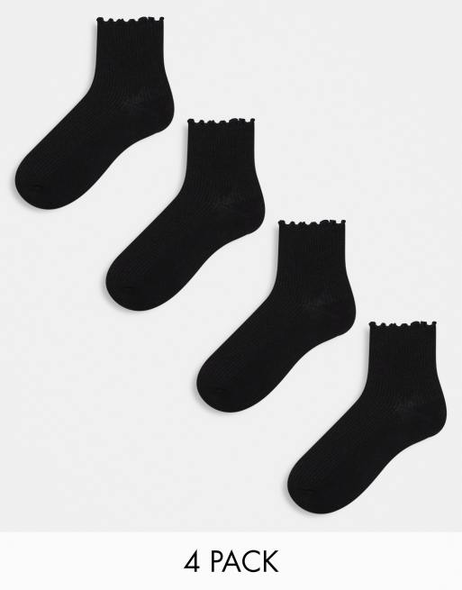 Pack de 4 pares de calcetines tobilleros negros con bordes ondulados de Lindex