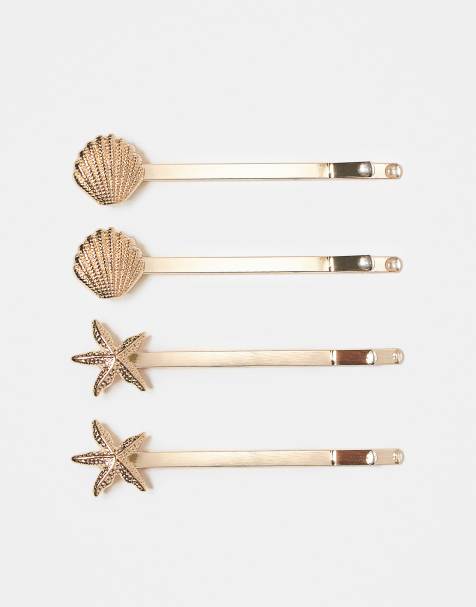 Pack de 4 pasadores para el cabello con diseños de concha y estrella de mar de ASOS DESIGN - view 1