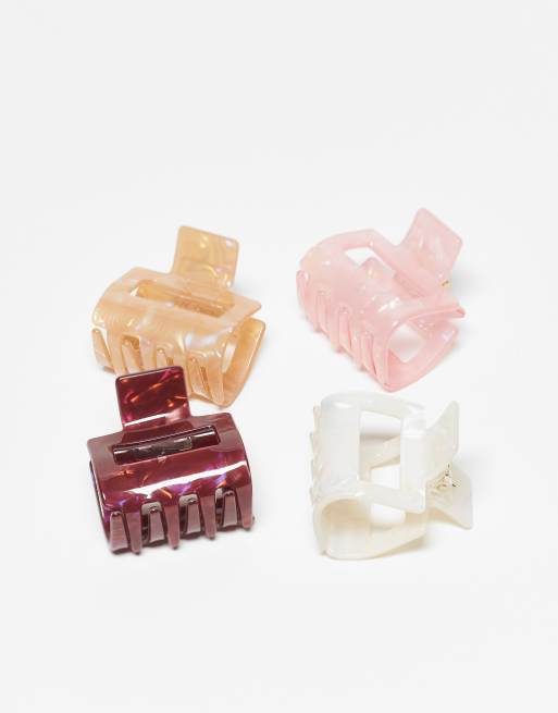 Pack de 4 pinzas para el cabello de varios colores cuadradas de resina de Accessorize, 2 de 3