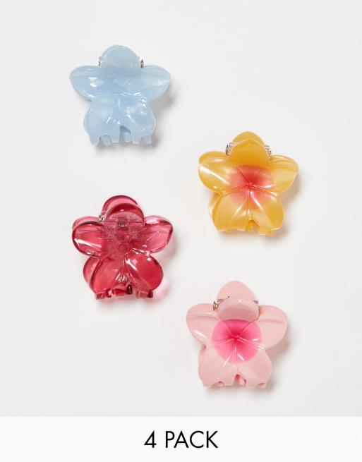 Pack de 4 pinzas para el cabello pequeñas de varios colores en forma de flor Flower Power de SUI AVA
