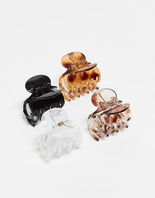 Pack de 4 pinzas para el cabello pequeñas en colores básicos de DesignB London