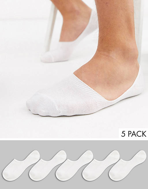 Pack de 5 calcetines invisibles en blanco de New Look