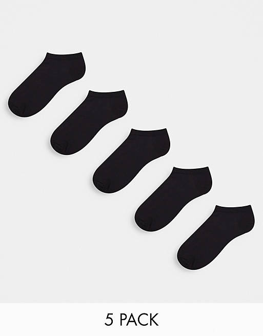 Pack de 5 calcetines invisibles en negro de New Look