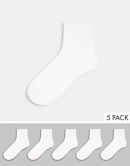 Pack de 5 calcetines tobilleros blancos de ASOS DESIGN