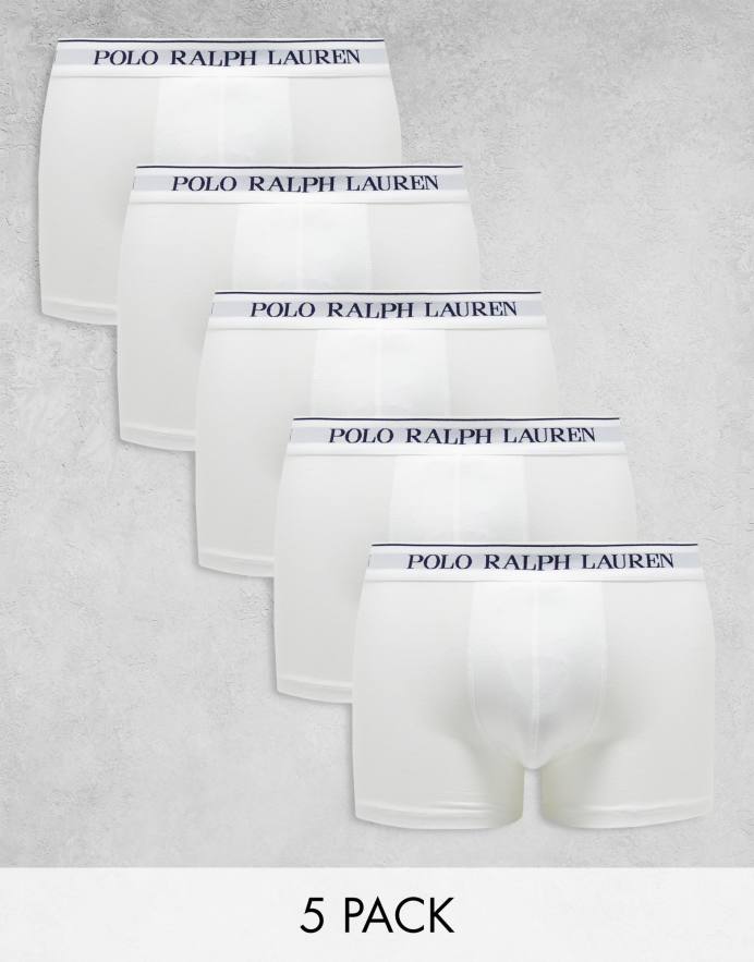 Polo Ralph Lauren Pack de 5 calzoncillos blancos con logo en la cinturilla de
