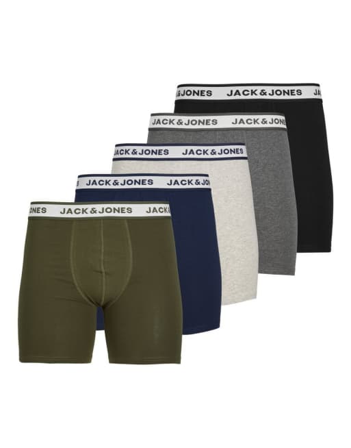 Pack de 5 calzoncillos bóxer gris claro de Jack & Jones