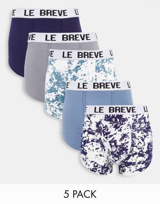 Pack de 5 calzoncillos con diseño liso y efecto tie dye de Le Breve