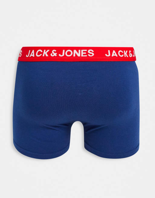 Pack de 5 calzoncillos en negro y azul con cinturilla en contraste de Jack & Jones, 2 de 4