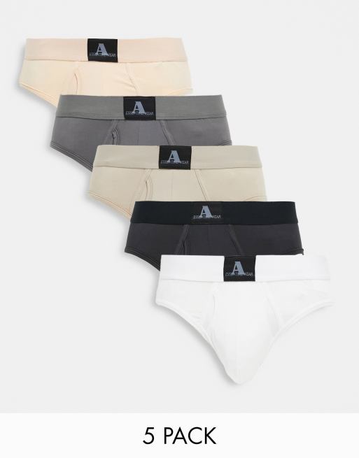 Pack de 5 calzoncillos monocromáticos de microfibra Essentialwear de ASOS DESIGN