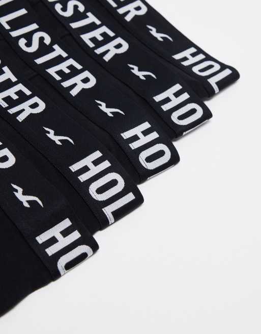 Pack de 5 calzoncillos negros con cinturilla del logo de Hollister, 2 de 4