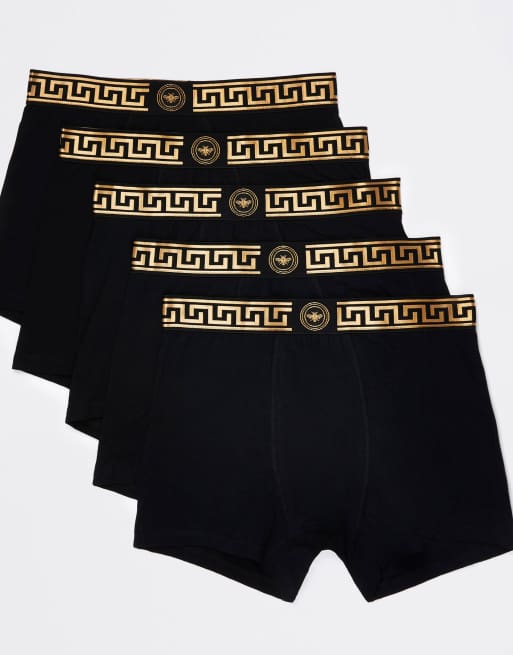 Pack de 5 calzoncillos negros con estampado monocromático de River Island