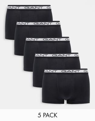 Pack de 5 calzoncillos negros con logo en la cinturilla de Gant | ASOS