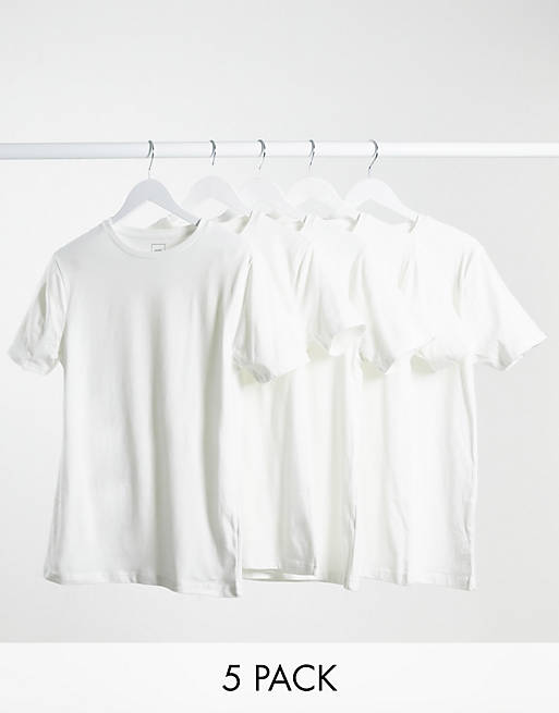 Pack de 5 camisetas ajustadas en blanco de River Island