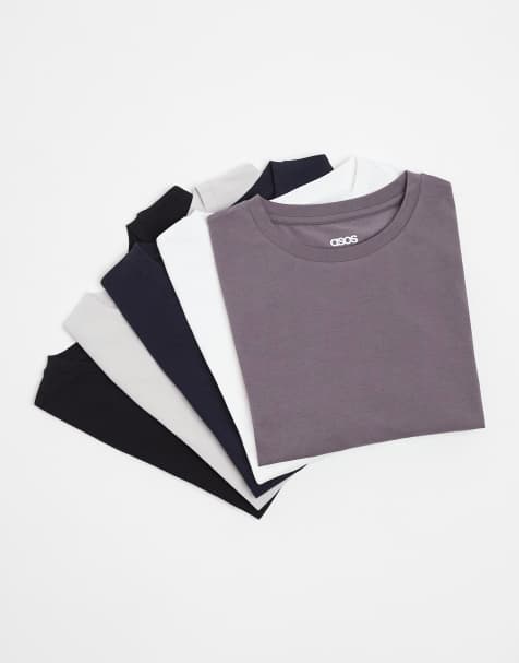 Pack de 5 camisetas de varios colores ajustadas básicas de ASOS DESIGN - view 1