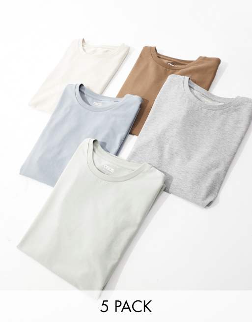 Pack de 5 camisetas de varios colores básicas ajustadas de ASOS DESIGN