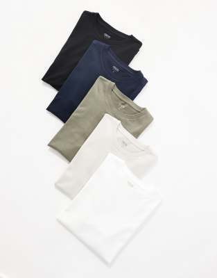 Pack de 5 camisetas de varios colores básicas con cuello redondo de ASOS DESIGN