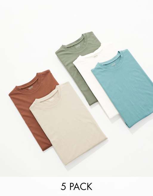 Pack de 5 camisetas de varios colores básicas extragrandes de ASOS DESIGN